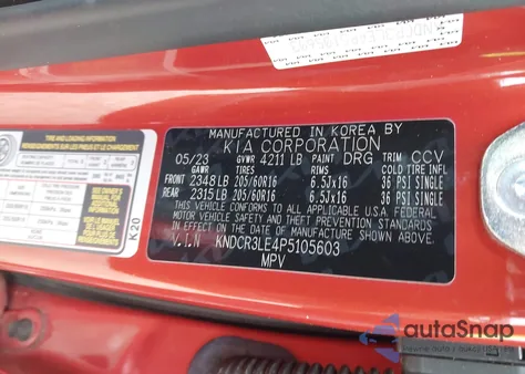 2023 Kia Niro Ex from USA, damaged, VIN KNDCR3LE4P5105603